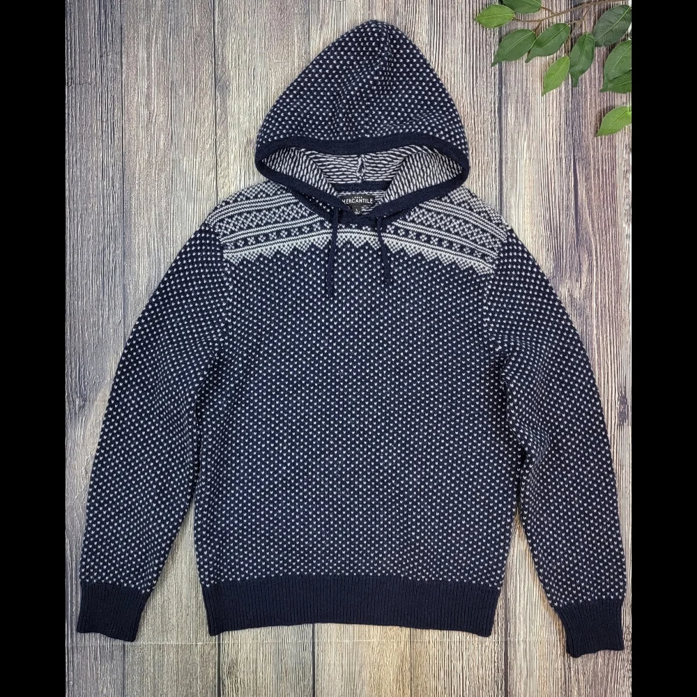 J. Crew Men's Fair Isle Wool Blend Pullover Hoodie